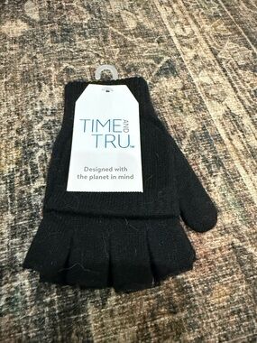 Time and Tru Black Knit Convertible Fingerless Gloves